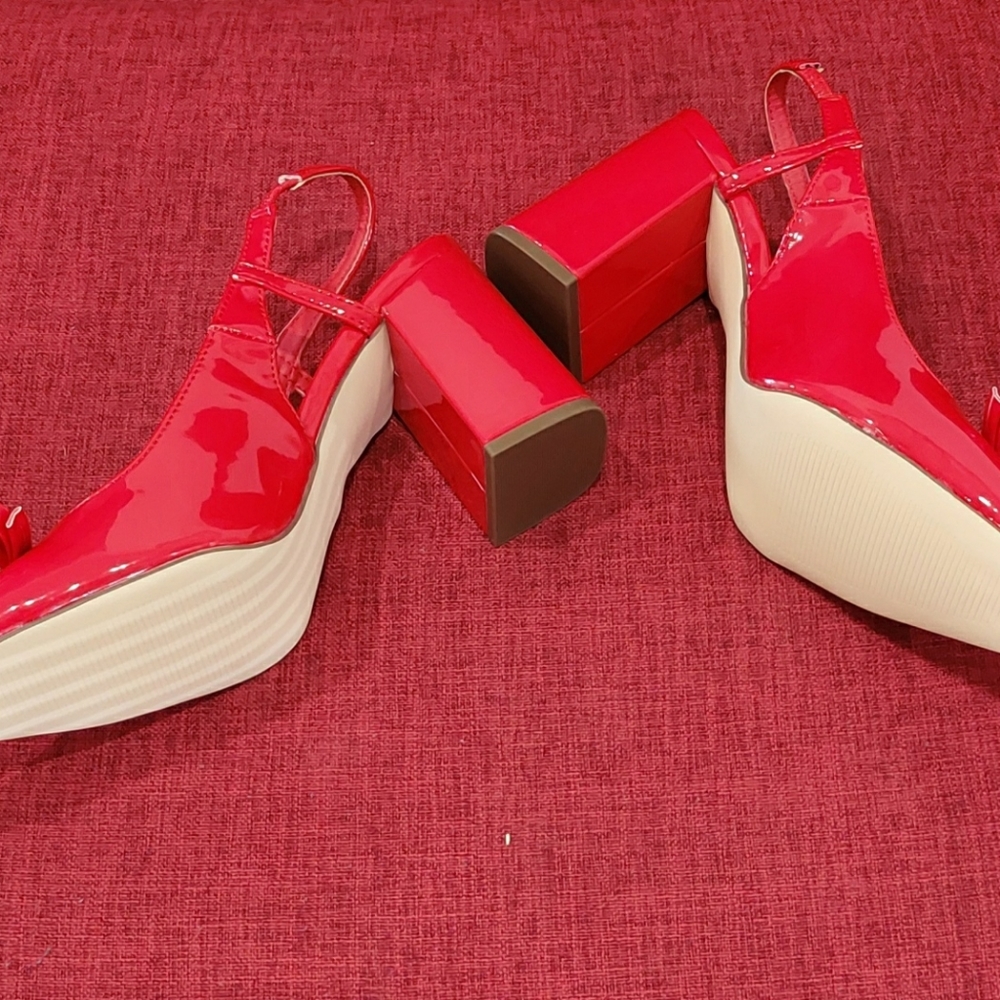 Pumps, fauna bow, high risk red, women shoes.